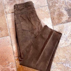 Brandon Thomas brown suede pants, SZ 6, 28 waist, 29 length, lined